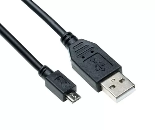 Micro USB-kabel, A-plugg til micro B-plugg, svart, 2,00 m, DINIC polybag